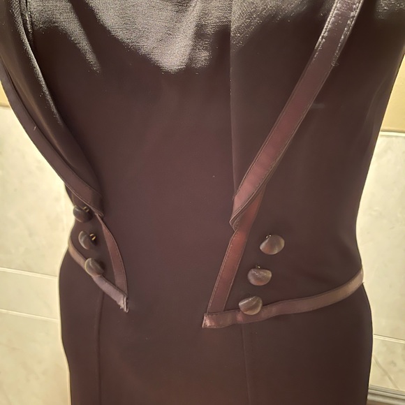 Y2K Vintage Tadashi Women’s Blk Sleeveless Tuxedo Style Full Length Dress SZ S - Picture 5 of 13